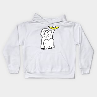 A cute little monkey with a banana in his hand! Kids Hoodie